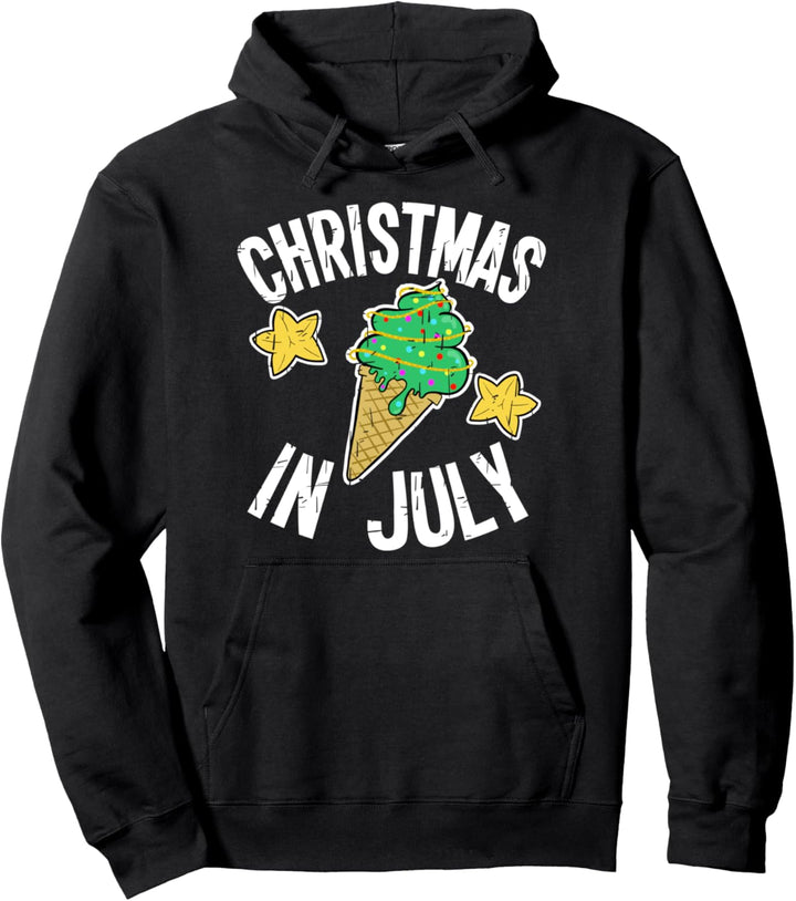 Summer Green Ice Cream Xmas Tree Cone for Christmas in July Pullover Hoodie