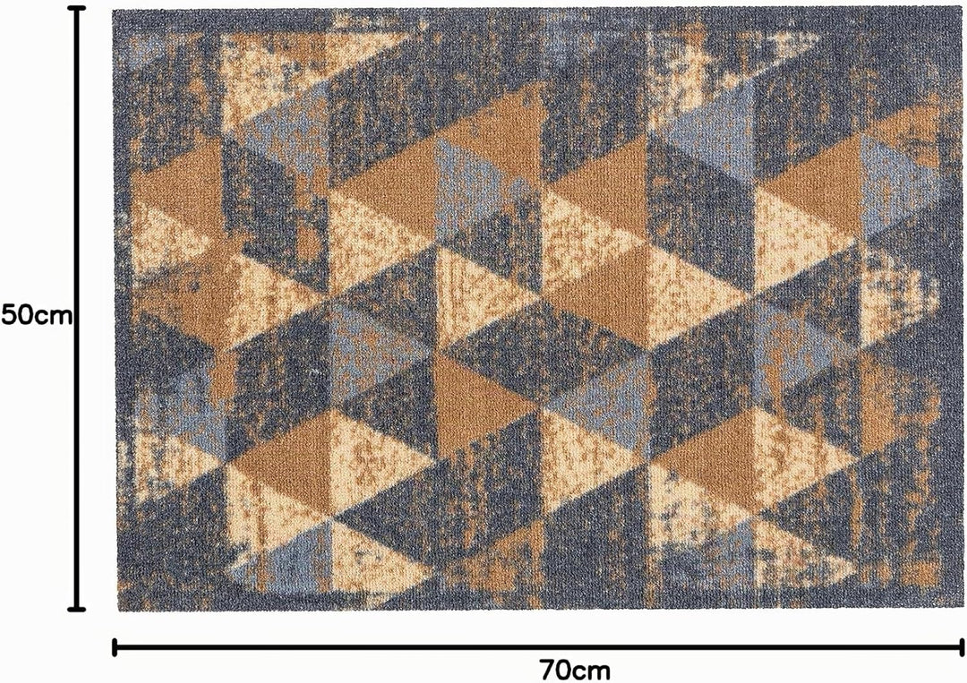 Astra rutschfeste Sauberlaufmatte innen - Dreiecke grau-braun 50 x 70 cm - Wohnraum Fussmatte Design