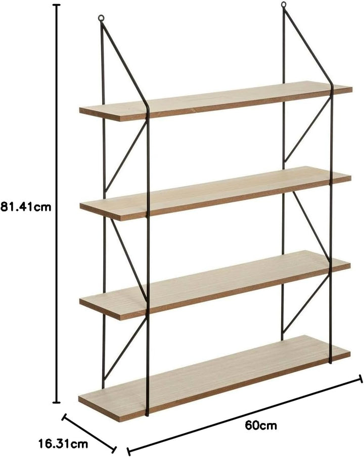 Regal Wand Iris aus Metall MDF-Holzplatte 60x80cm 4 Estantes Beige, 4 Estantes Beige