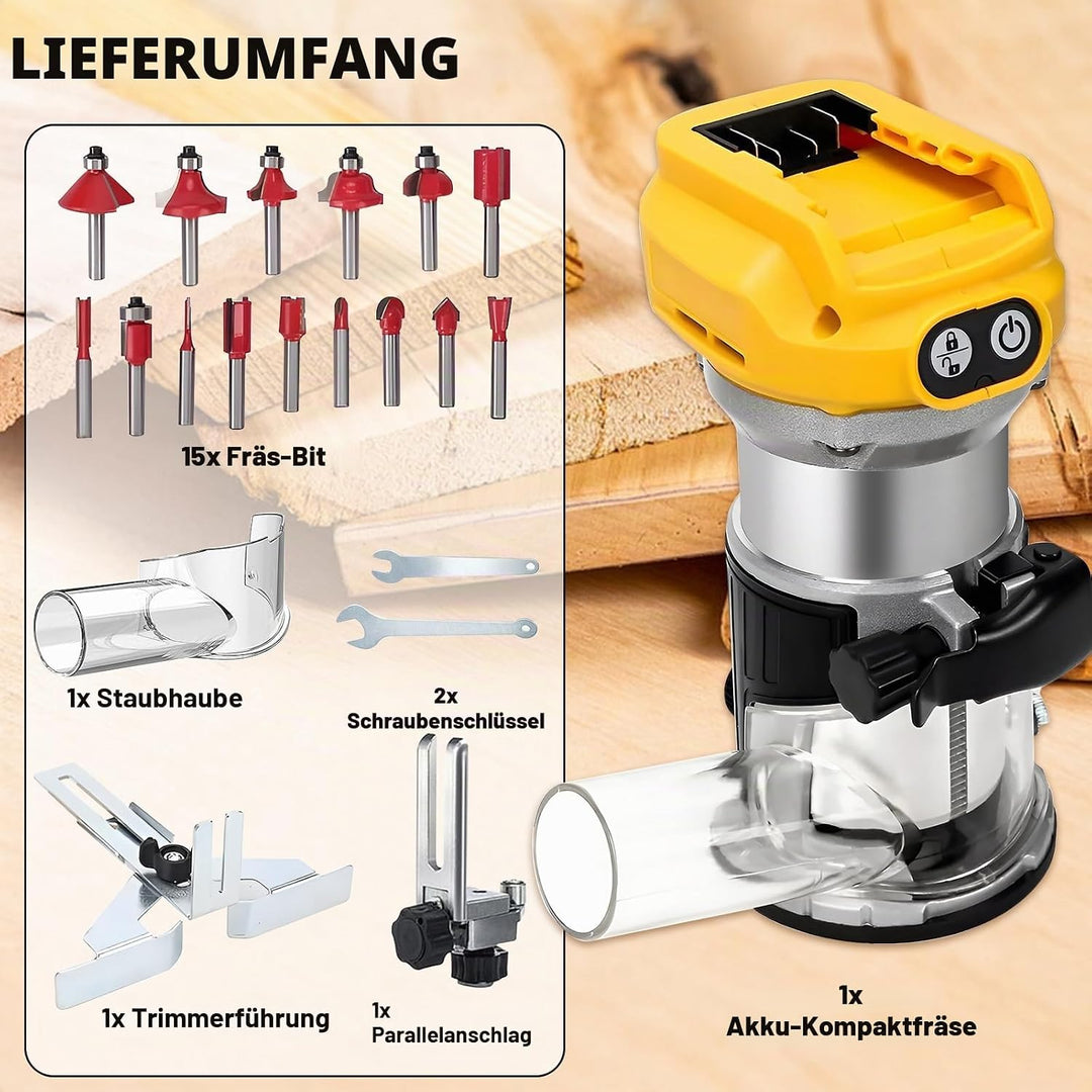 Kabellose Power Router Holzbearbeitung für Dewalt Akku, 800W 30000RPM Cordless Compact Wood Router w