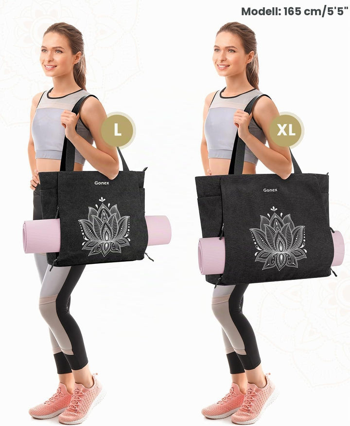 Gonex Yogatasche, Grosse Pilates Tragetasche mit Mehreren Taschen für Damen Herren, Robuste Canvas T