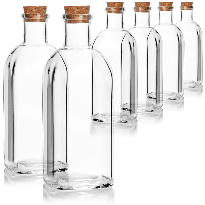 com-four® 6x Glasflasche 500 ml mit Korken - leere Flasche mit Korkenverschluss - Glasbehälter zum B
