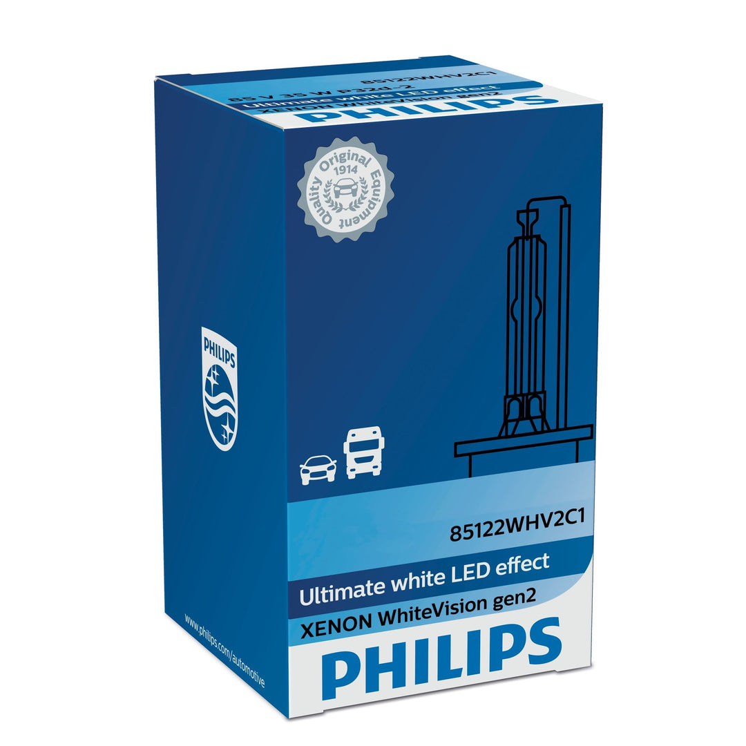 Philips D2R, LED-Effekt, GleichmäÃŸiges weiÃŸes Licht, Bis zu 120% mehr Sicht 85126WHV2C1