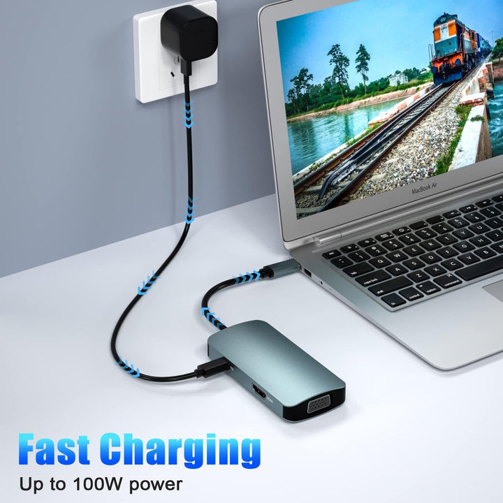 BDFFLY 5 in 1 Dockingstation, USB-C-Hub auf 100-W-Stromversorgungsadapter, 4K @ 30 Hz HDMI, DP & Min
