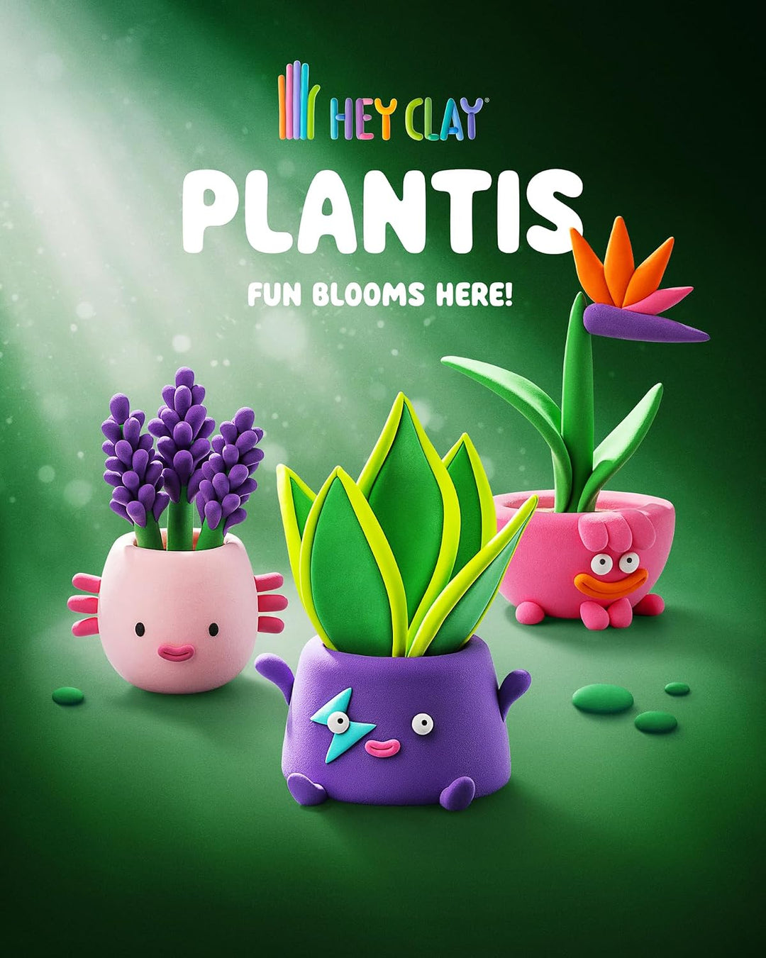 Hey Clay Plant Folks Knete für Kinder, luftgetrockneter Ton mit lustigen Pflanzen, Bastelarbeiten fü