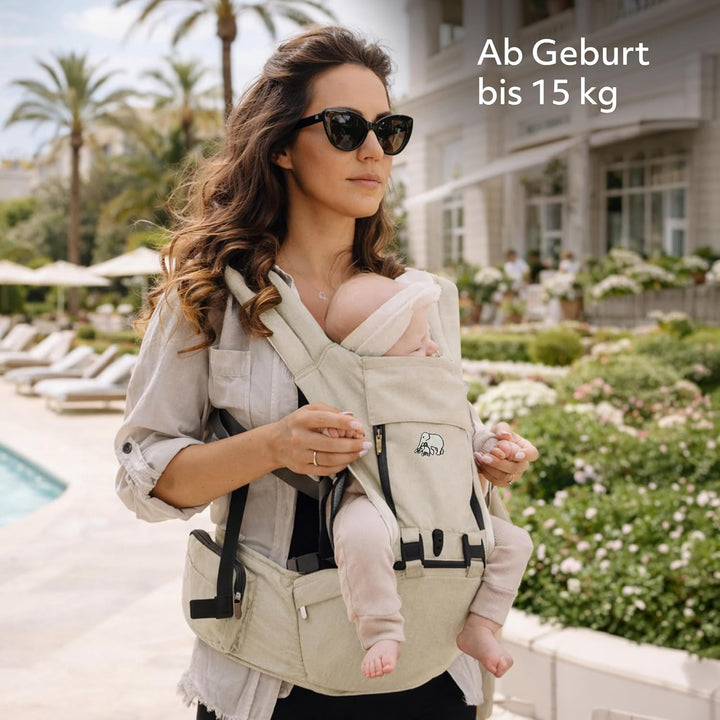 Deryan Pack 4-in-1 Babytrage, Ergonomisch, Umwandelbar aus 100% Baumwolle, Baby Carrier für Kleinkin