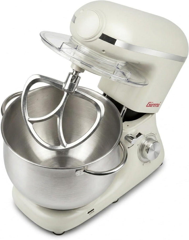 Girmi IM50W Knetmaschine, 8 l Behälter aus Edelstahl, mit Griffen, 2200 W (max), 6 Geschwindigkeiten