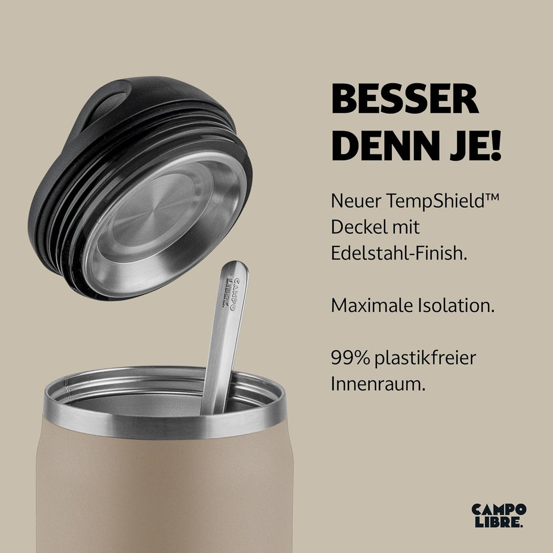 Campo Libre.® Lotta, Thermobehälter für Essen, Edelstahl Thermobecher Essen mit Löffel, Warmhaltebeh
