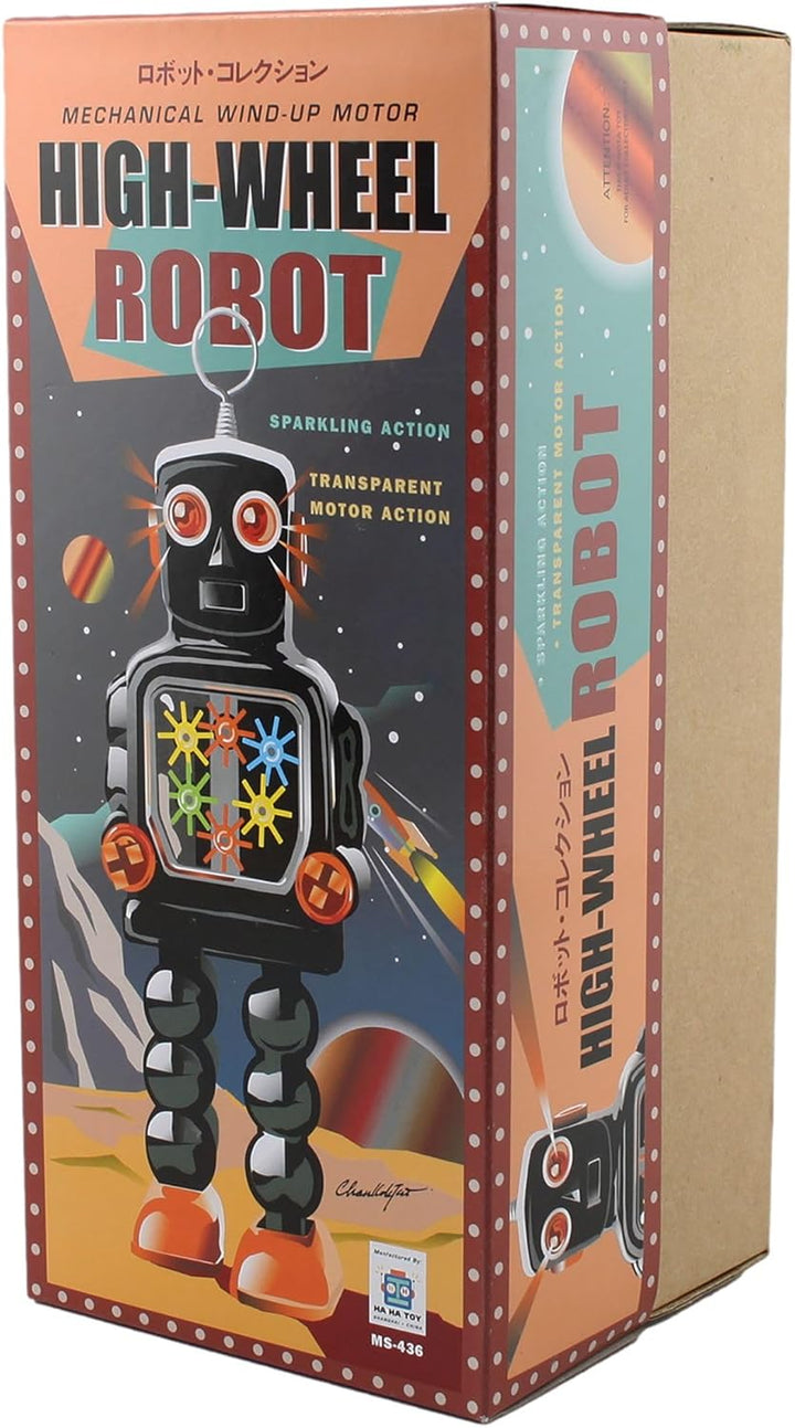 Superfreak Roboter - High Wheel Robot - schwarz - Blechroboter - Retro Blechspielzeug Modell 02, Mod