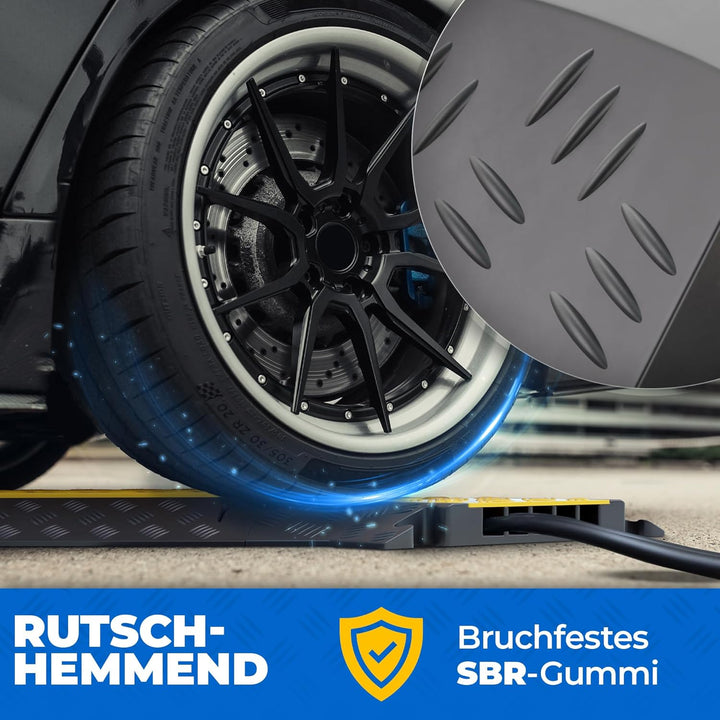 5 Kanal Ecke 45° Kabelbrücke mit Deckel überfahrbar Stolperschutz Rampe Brücke Protektor | 15 t Trag