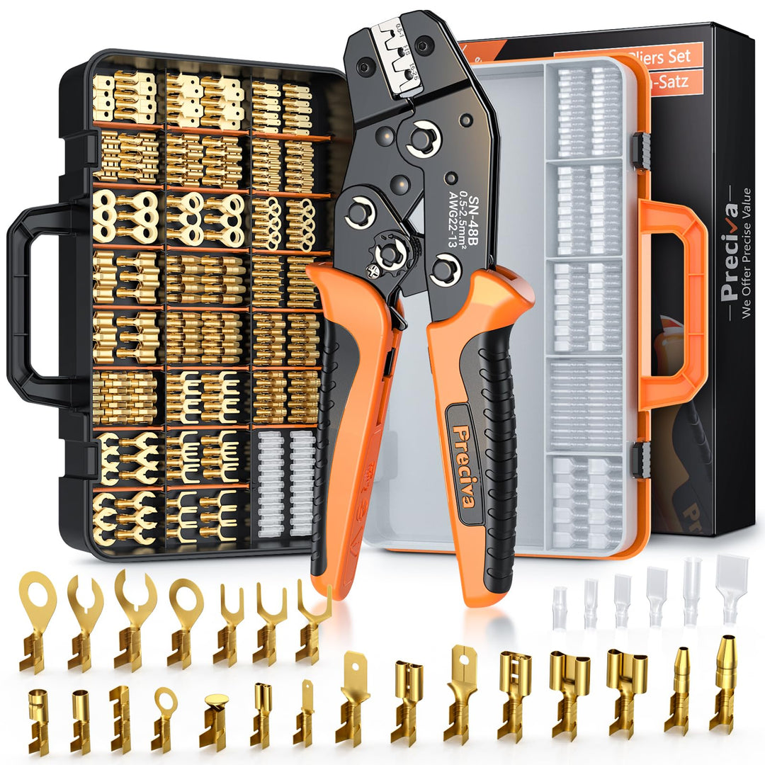 Crimpzange Flachstecker Set, Preciva Flachsteckhülsenzange 0,5-2,5 mm² Crimpzangen Krimpzange Crimpw