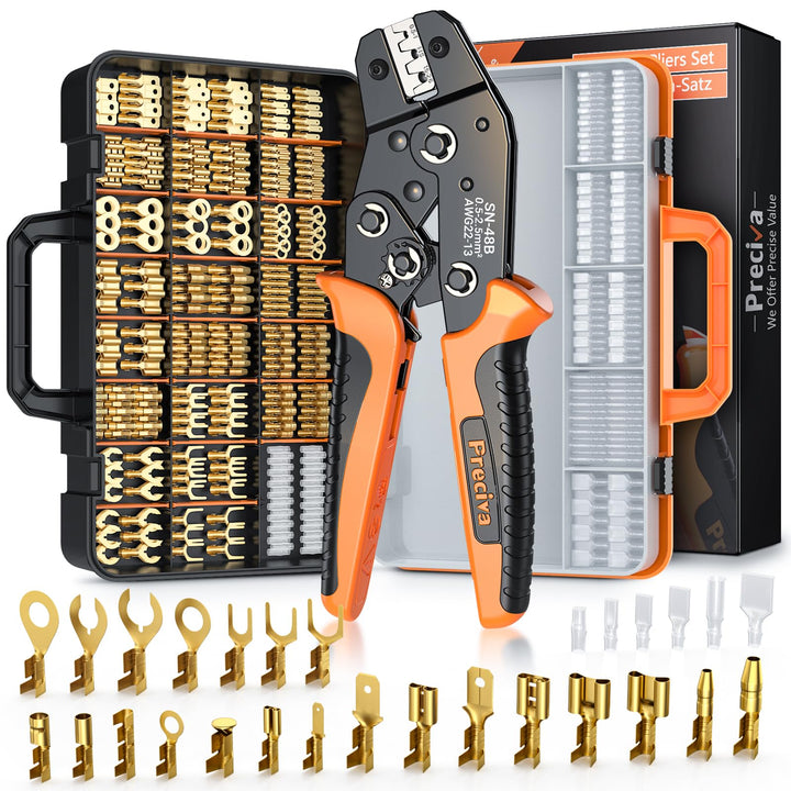 Crimpzange Flachstecker Set, Preciva Flachsteckhülsenzange 0,5-2,5 mm² Crimpzangen Krimpzange Crimpw