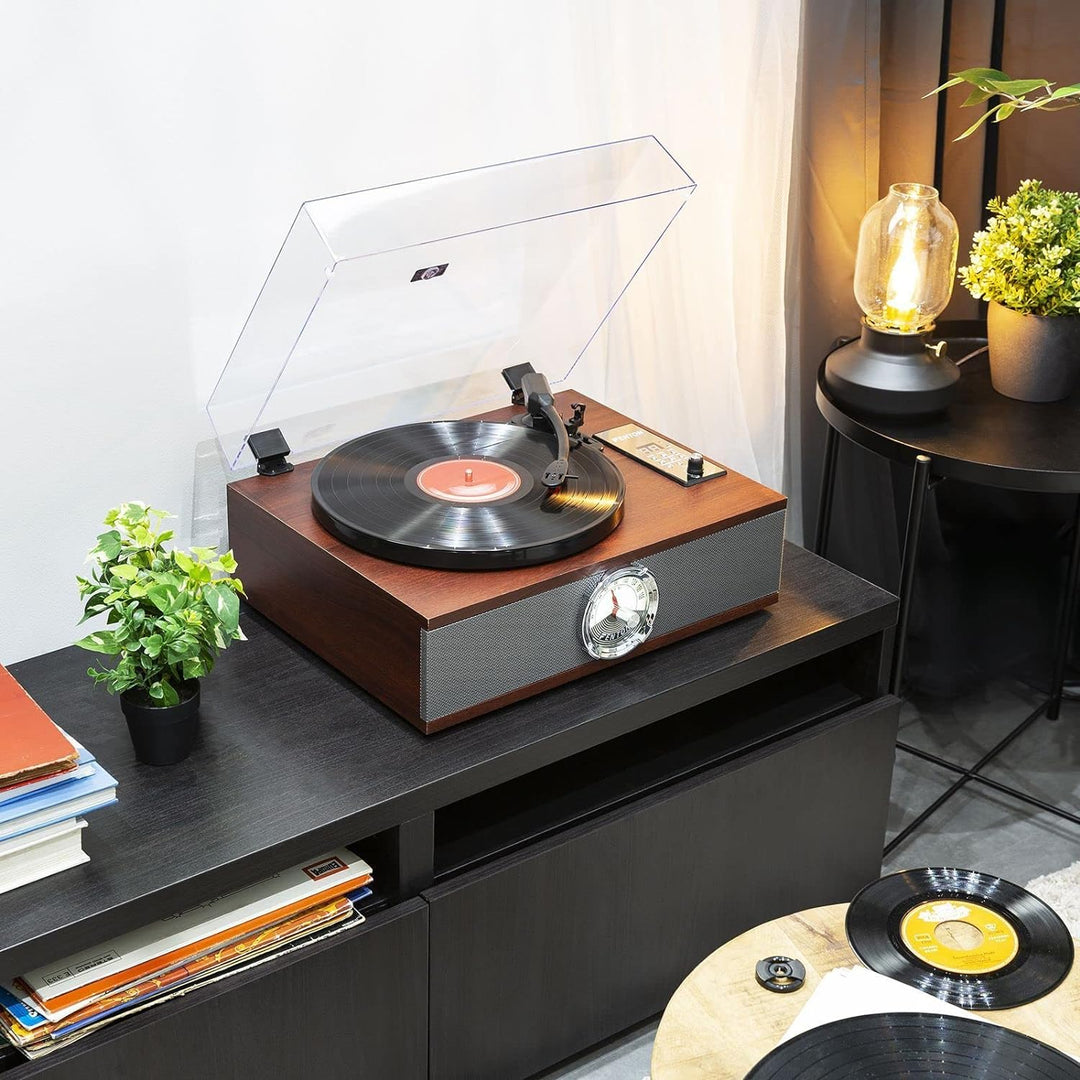 Fenton RP180 Retro Plattenspieler mit Bluetooth, CD-Player, Radio, Plattenspieler mit Lautsprecher,