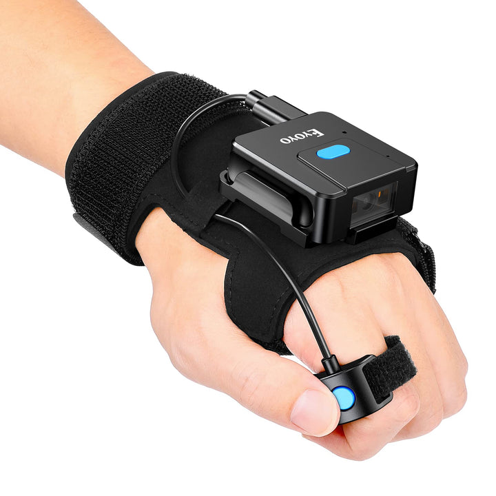 Eyoyo Wearable Glove QR Code Scanner, 1D 2D Finger Ring Bluetooth Barcode Scanner, Left&Right Hand W