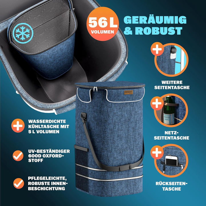 MONZANA® 2in1 Einkaufstrolley 38 L Klappbar Abnehmbare Tasche 6 Rollen Tragegurt Treppensteiger Eink