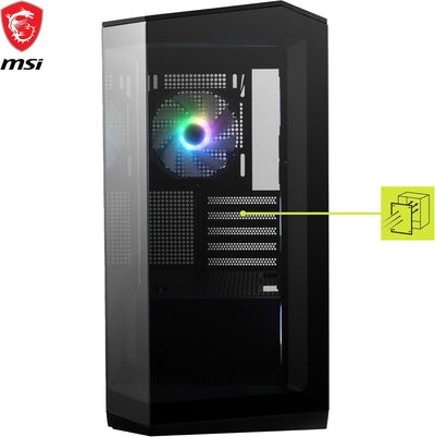 MSI MAG PANO M100R PZ mATX PC-Gehäuse - 3 x 120 mm Reverse-Blade ARGB-Lüfter und 1 x 120 mm ARGB-Lüf