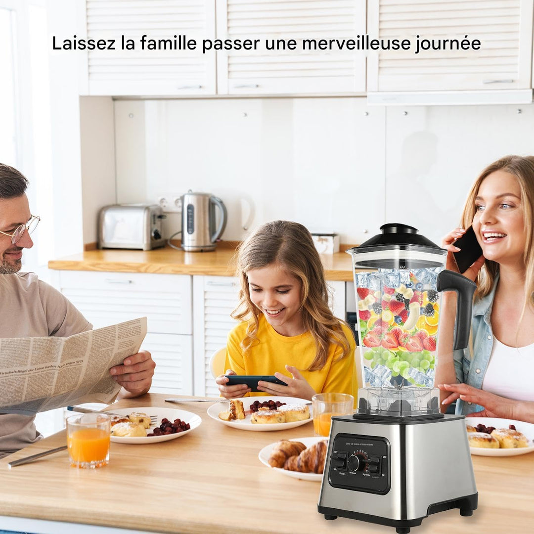 Standmixer Smoothie, 2-in-1 Standmixer mit 4 Klingen, 6000 W Leistung, 2 l Kapazität, Design mit 9 G