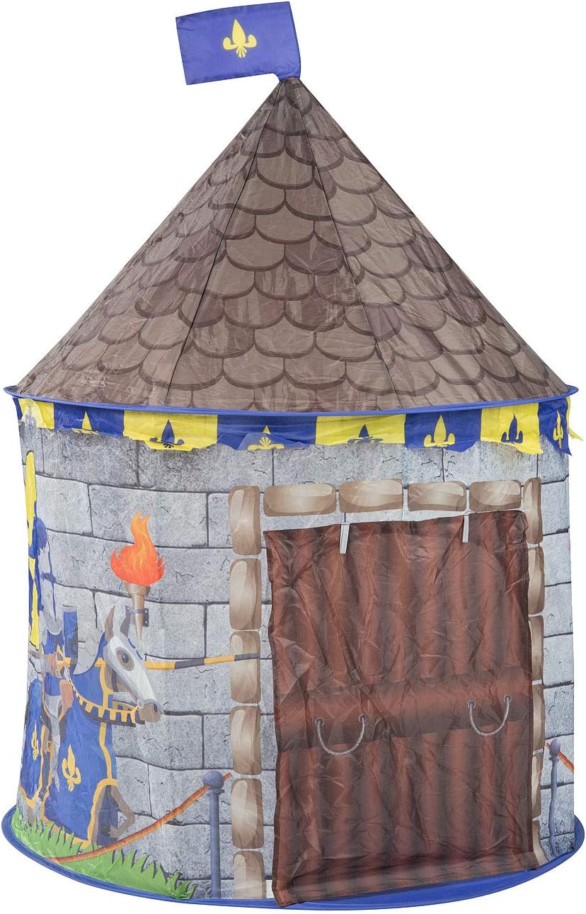 infactory Ritterzelt Kinder: Kinder-Spielzelt im Ritterburg-Look mit Tür & Fenster, Transporttasche