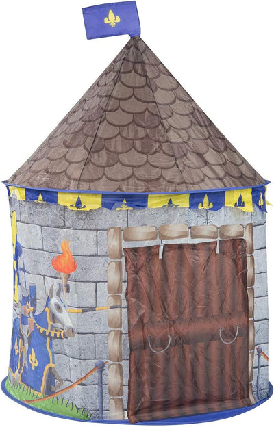 infactory Ritterzelt Kinder: Kinder-Spielzelt im Ritterburg-Look mit Tür & Fenster, Transporttasche