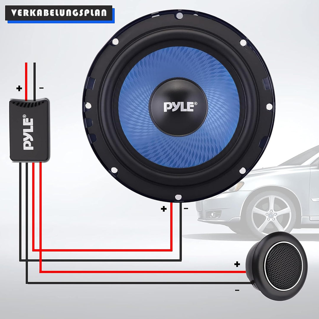 Pyle Auto Lautsprecher Set 15,2 cm x 20,3 cm, 3-Wege Lautsprecher Boxen, 360W, 91 dB, Einbaulautspre