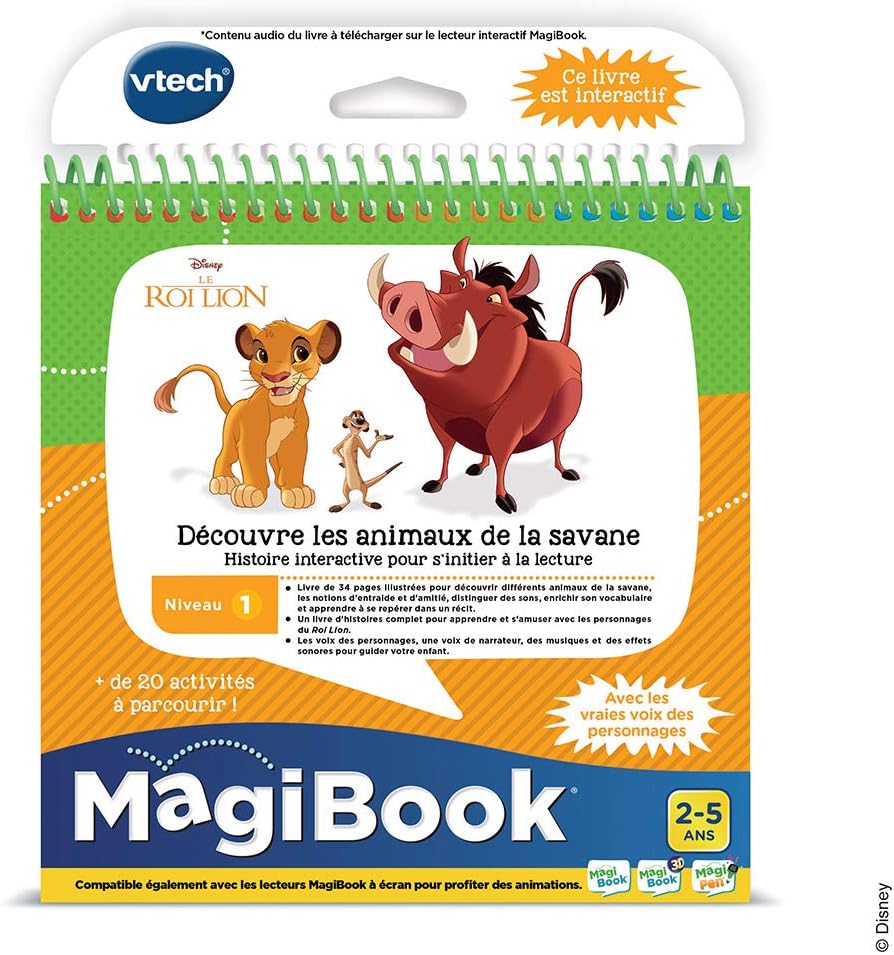 VTech – Buch MagiBook – Der König der Löwen – entdeckt die Tiere der Savanne – Lernbuch / Buch 2-5 J