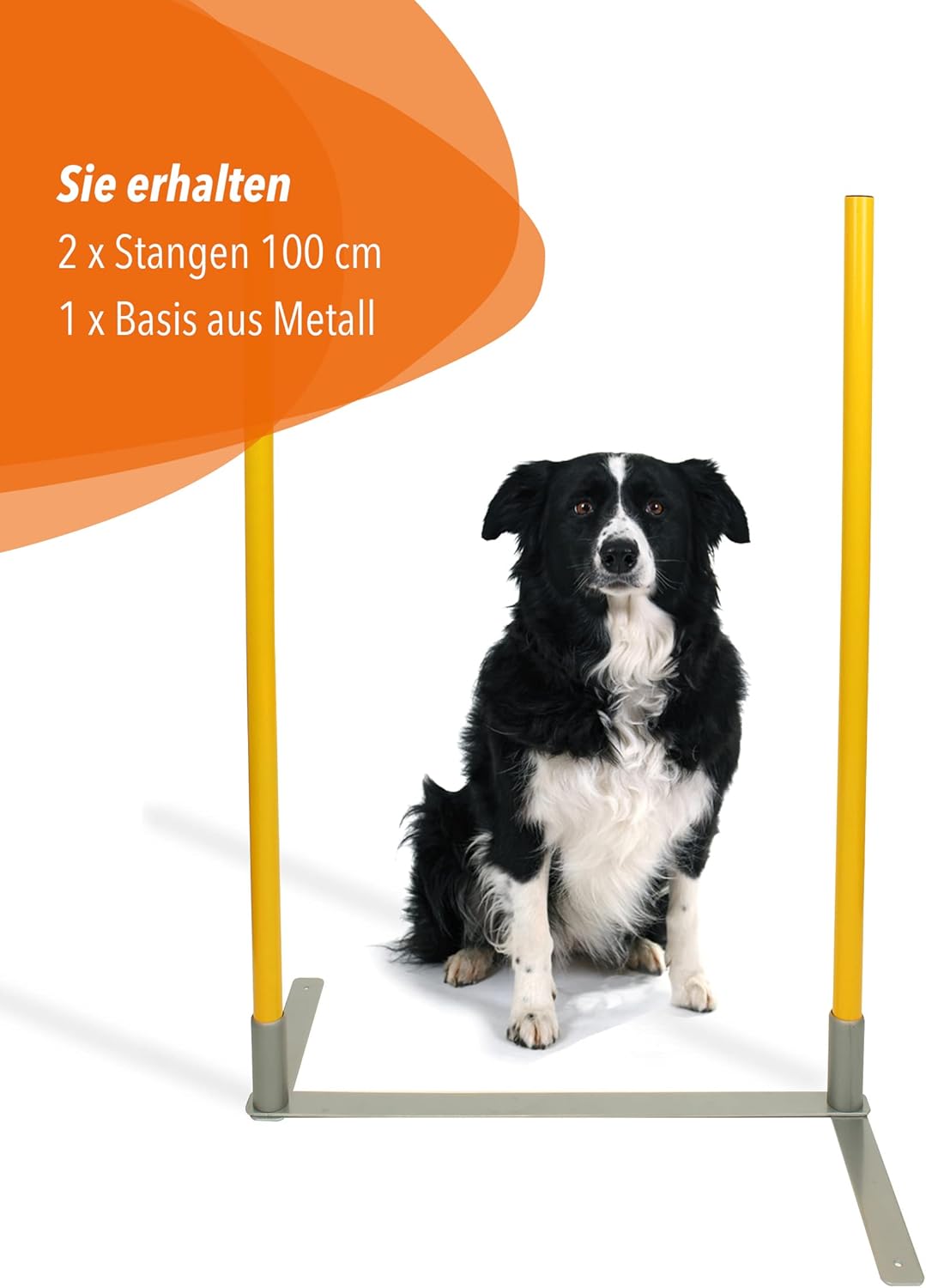 2by2 Weave Poles – Gelb – 2er Set Agility-Slalomstangen mit Metallbasis – für Training & Parcoursauf
