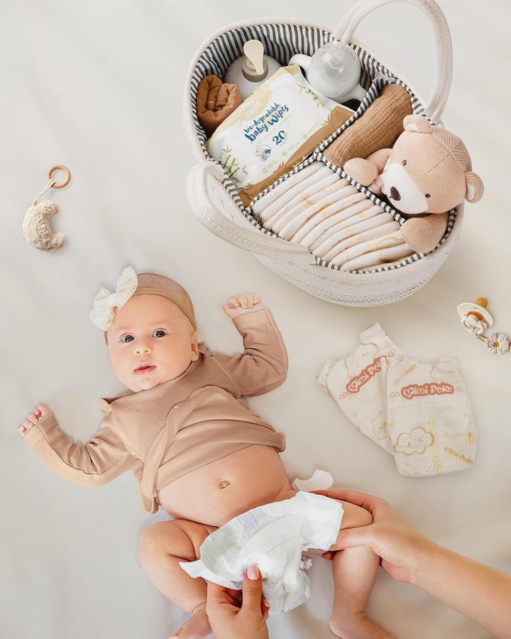 Maliton Wickeltisch Organizer，Baby Organizer Korb，Aufbewahrungskorb für den Wickeltisch，Windel Caddy
