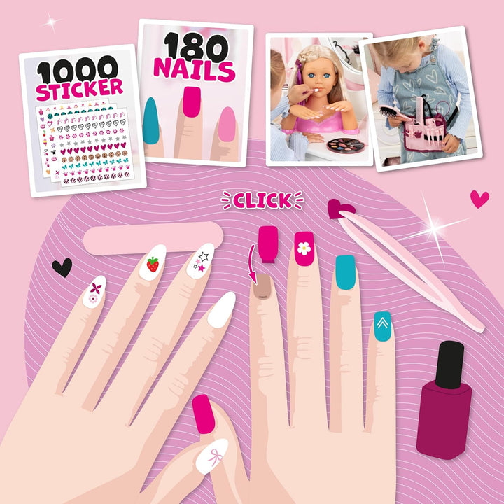 Bayer Design 90090AA Charlene Magic Nails Frisier- und Schminkkopf mit Händen und austauschbaren Fin