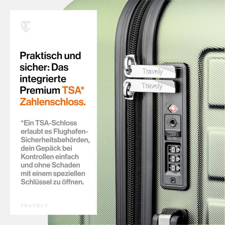 Travely Premium Koffer 24" Jede Menge Platz mit mehr als 75L Volumen, sehr robuster Hartschalen Koff