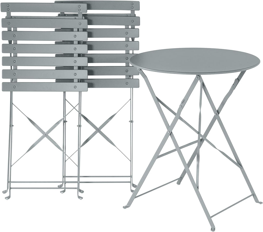 Modernes Balkonset Tisch mit 2 Stühlen aus Stahl grau Fiori