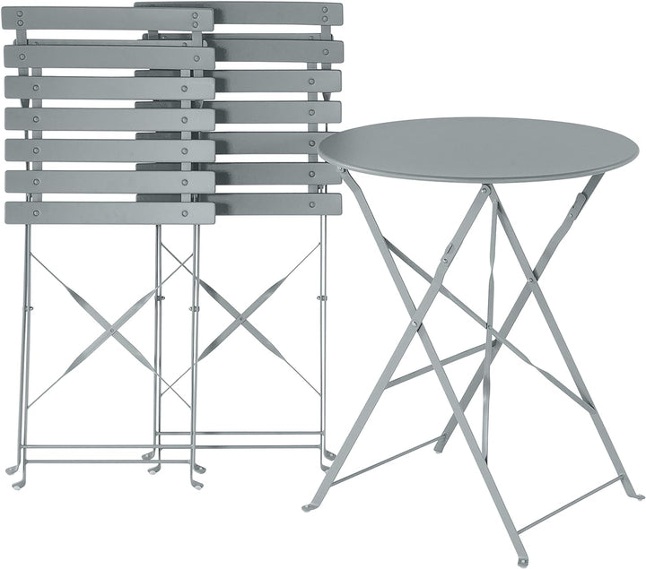 Modernes Balkonset Tisch mit 2 Stühlen aus Stahl grau Fiori