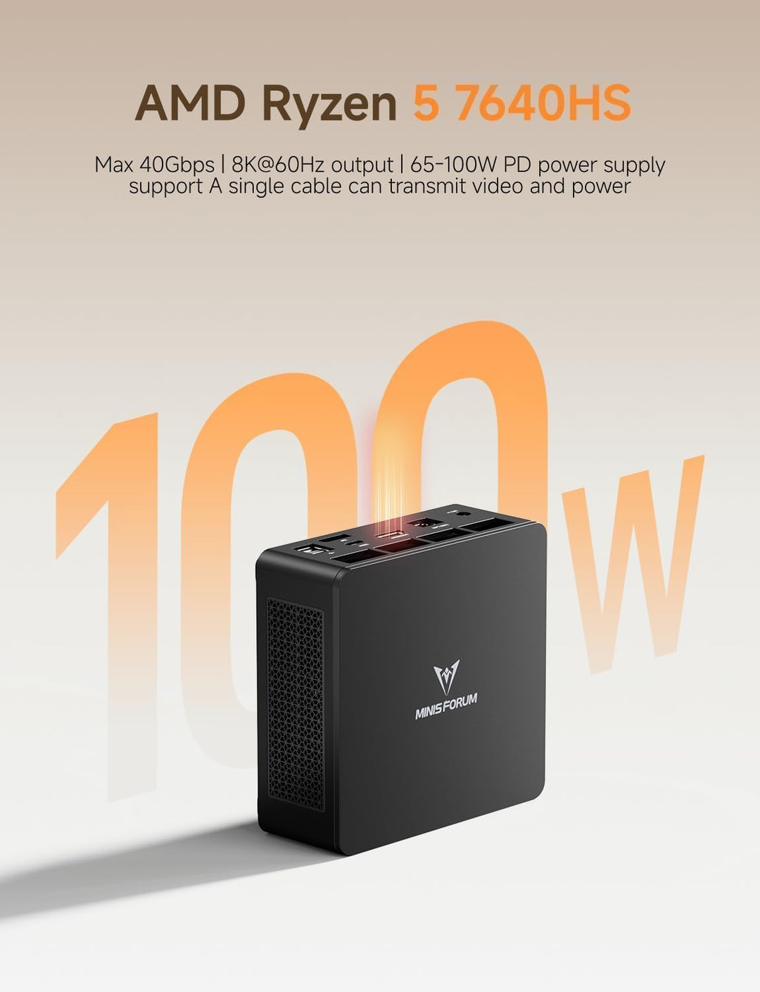 MINIS FORUM UM760 Slim Mini-PC, AMD Ryzen 5 7640HS Prozessor (6 Kerne / 12 Threads, bis zu 5,0 GHz),
