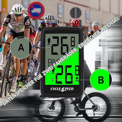 Fahrradcomputer USB Aufladbar, Fahrrad Kilometerzähler Tachometer Kabellos IPX7 Wasserdicht, Fahrrad