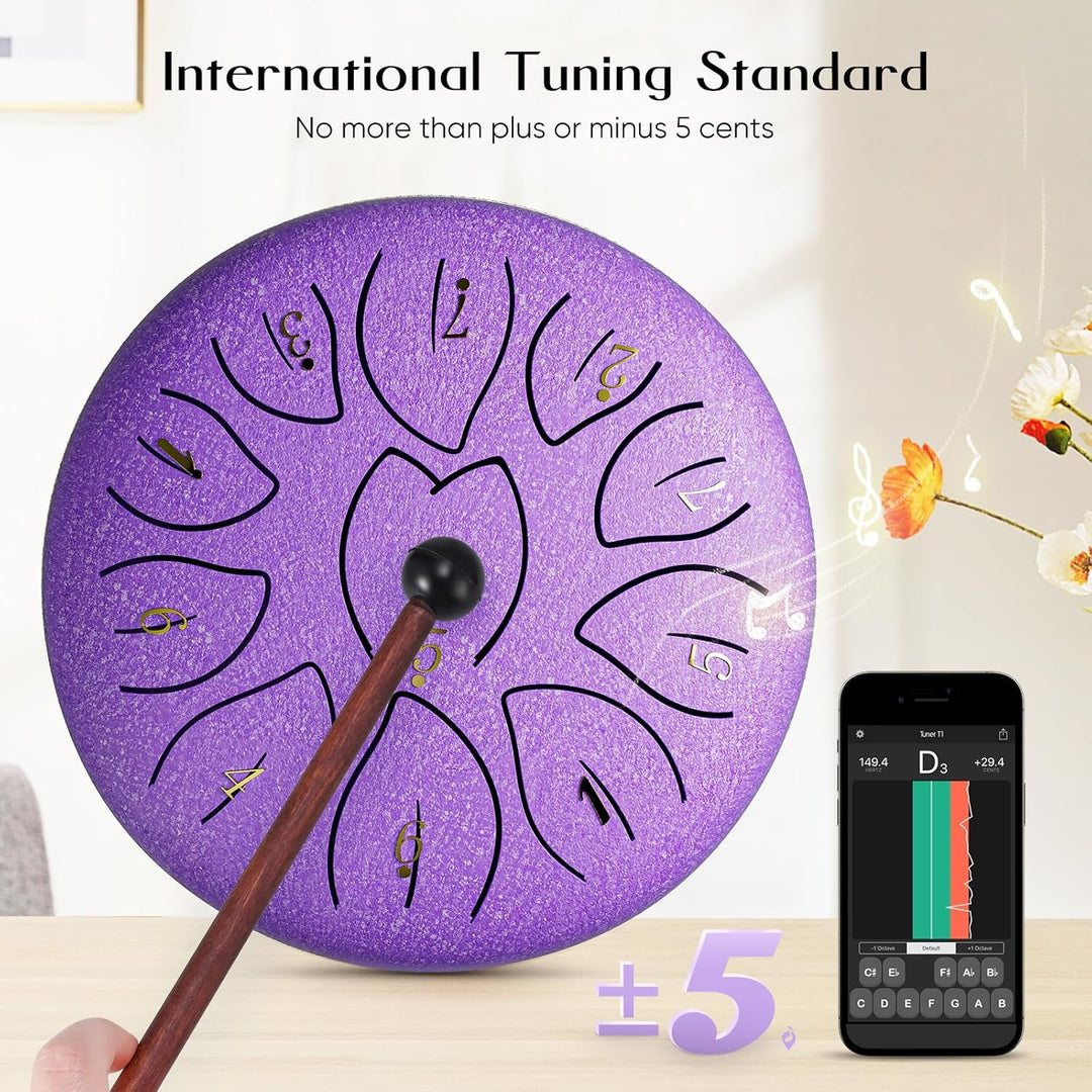 Zungentrommel, Sunowl 6 Zoll 11 Tone Steel Tongue Drum Satz, D-Dur, Stahlzungentrommel für Kinder Er