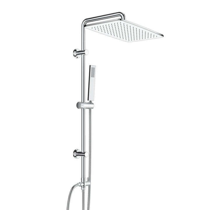 Görbach Regendusche Duschsystem ohne Armatur, Edelstahl Duschset mit Verstellbarer Duschstange, Kopf
