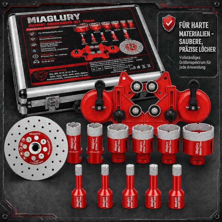 M14 Diamant Fliesenbohrer Set 15mm Segmenthöhe 13tlg, 13tlg