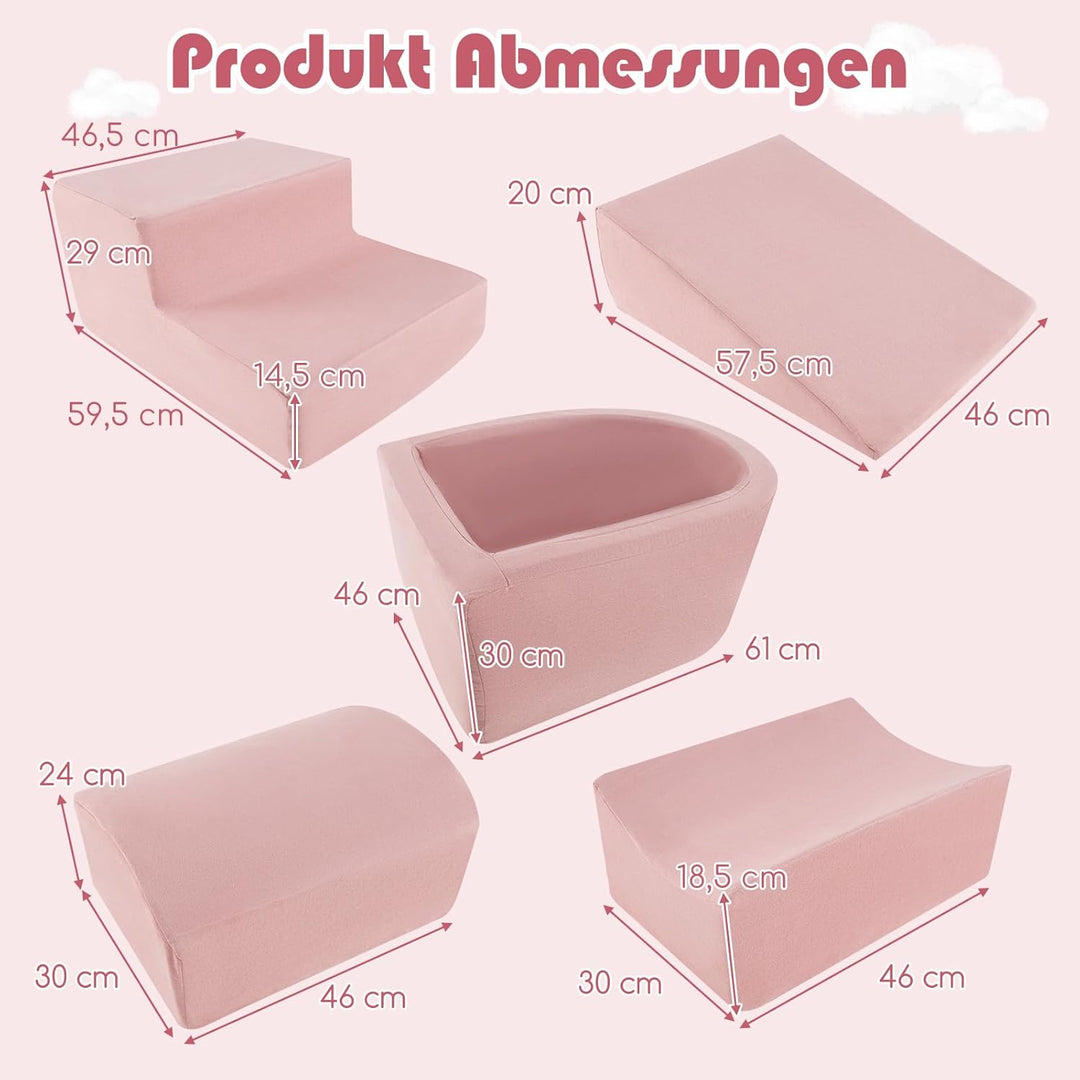COSTWAY 5 TLG. Schaumstoffbausteine, Riesenbausteine mit Bällebad, Grossbausteine zum Toben und Klet