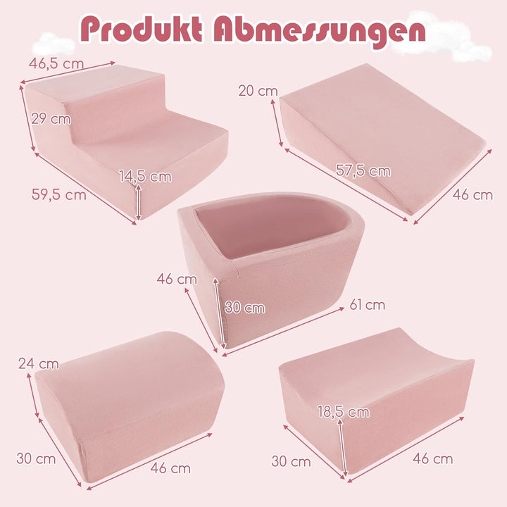 COSTWAY 5 TLG. Schaumstoffbausteine, Riesenbausteine mit Bällebad, Grossbausteine zum Toben und Klet