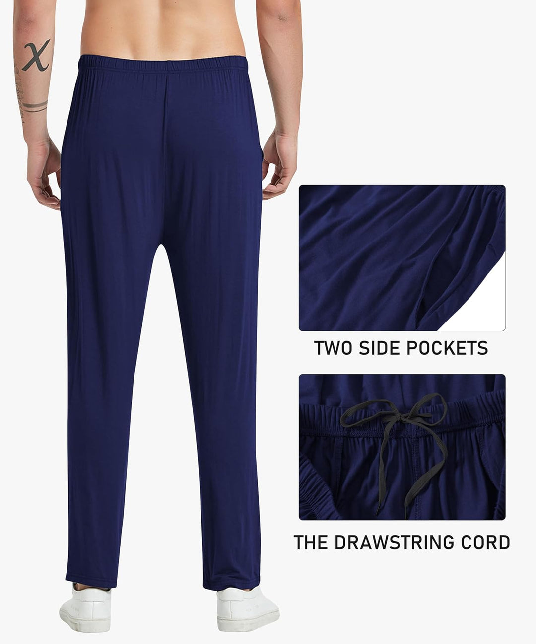 MoFiz Herren Schlafanzughose Lang Weiche Pyjamahose Schlafhose Weite Loungewear M 2 Pack-03, M 2 Pac