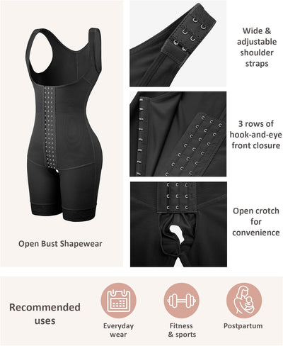 FeelinGirl Damen Formende Bodys Bauch Weg Shapewear mit 3 Reihen Haken Figurformender mit Breite Sch