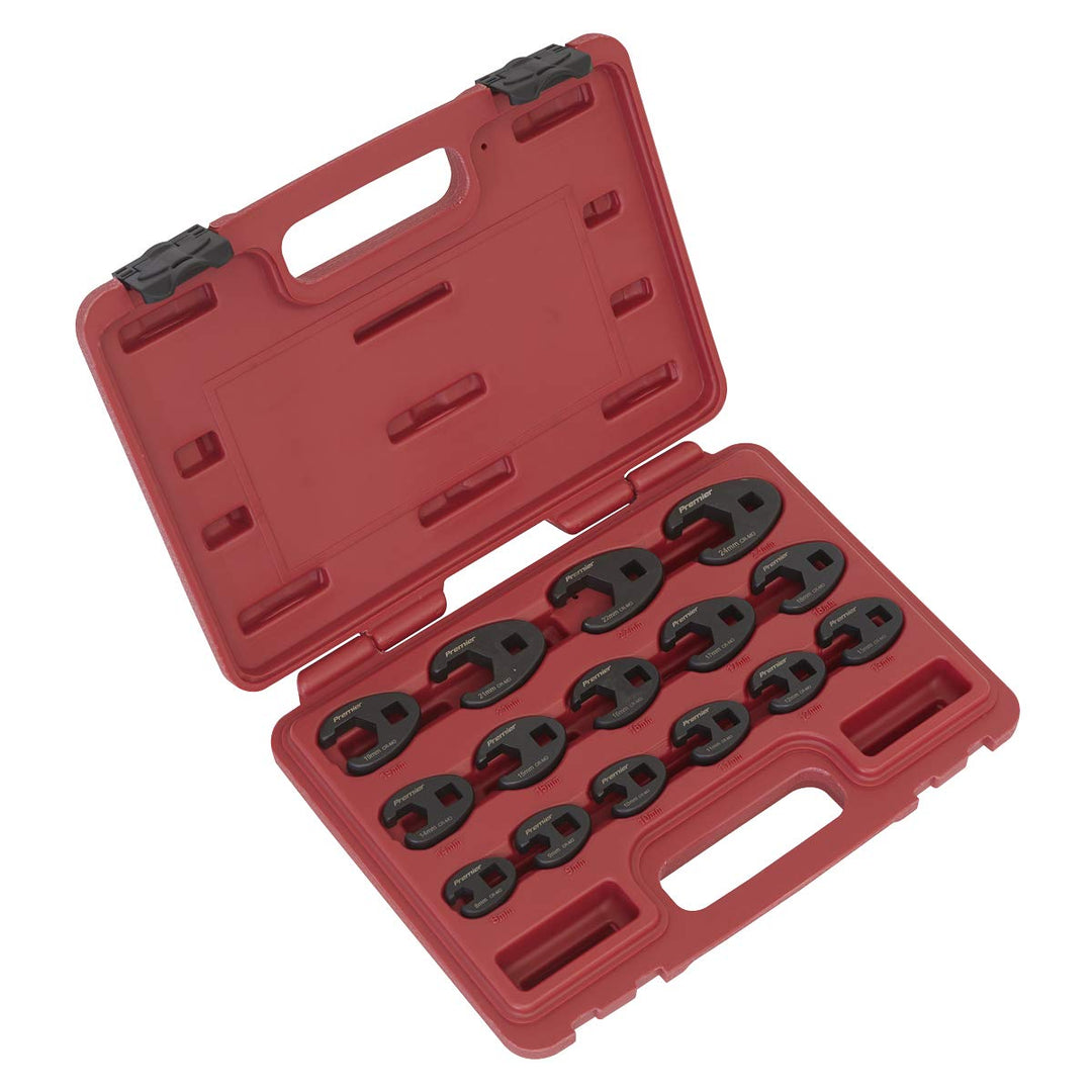 SEALEY Krähenfuss 15PC Maulschlüssel-Satz 3/8 "SQ DRIVE Metric 8mm-24mm Silber, 8mm-24mm Silber