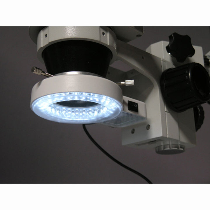 AmScope SM-3TY-54S Boom Ständer Trinokulares Zoom Stereomikroskop mit 54 LED-Licht, 7X-90X, Weiss