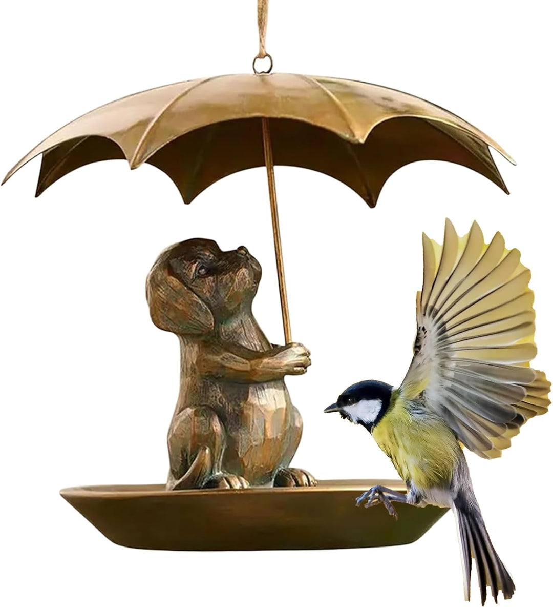 Eichhörnchen Mit Regenschirm Vogelfutterstelle - Metallische Süsse Vögel Futterhalterung Mit Schirm