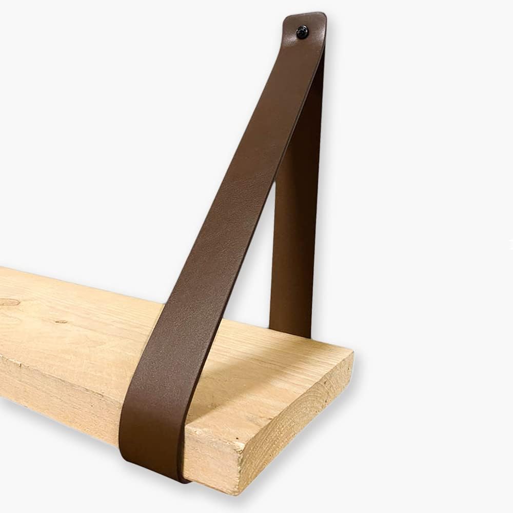 Brute Strength - Regalträger aus PU-Leder - Braun - 6 Stück - Regalträger - Wandhalter - Regalbänder