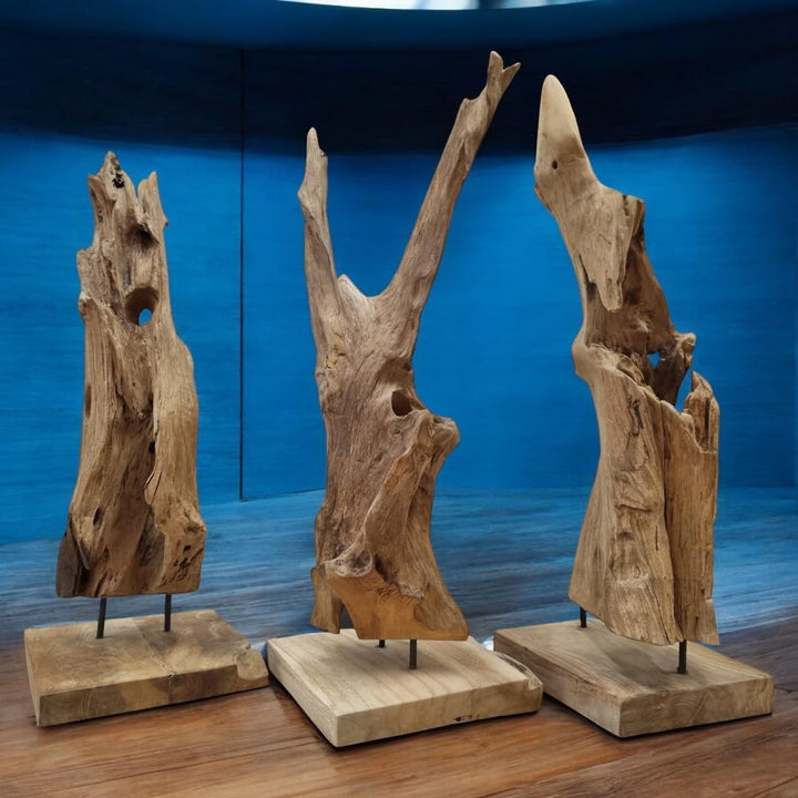 Kinaree Teak Wurzelholz Flaschenständer – Handgefertigtes Holz Weinregal – Natur Deko Skulptur – Uni