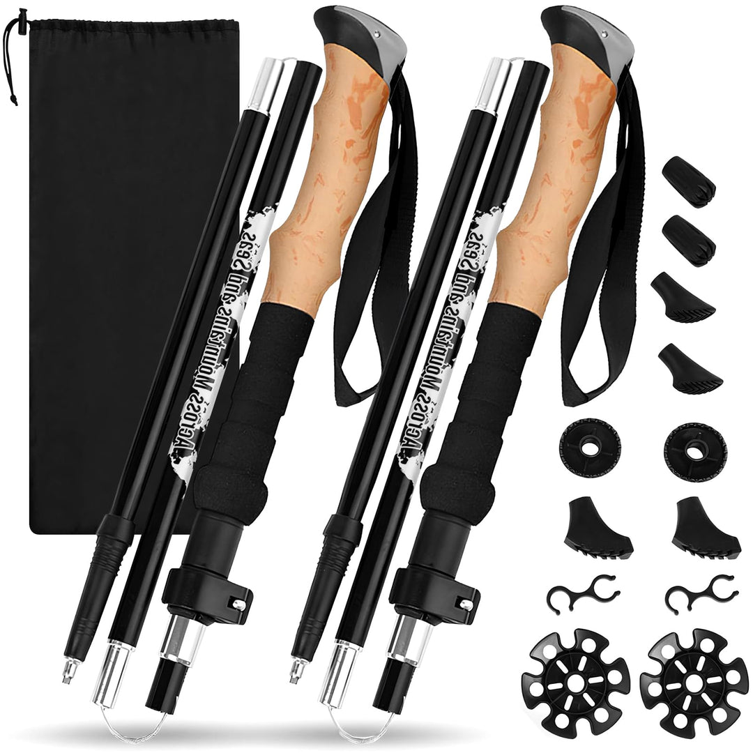 Wanderstöcke, Faltbar, Teleskopstöcke (110-130 cm), Ultraleichte Alu Trekkingstöcke oder Carbon, Wal