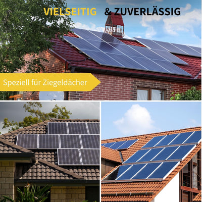 Avoltik Solar Halterung Ziegeldach | Montageset für 2 Paneele I Set aus 8 Dachhaken Edelstahl 3-Fach