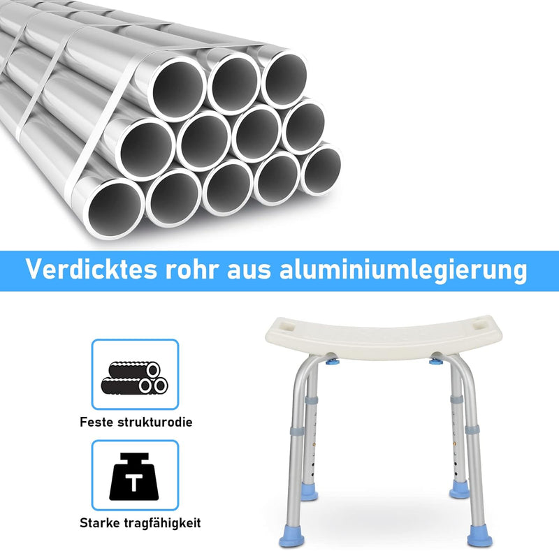 Joparri Duschhocker Duschstuhl für Senioren, Anti-Rutsch Badhocker Höhenverstellbar 35-55cm, Alumini