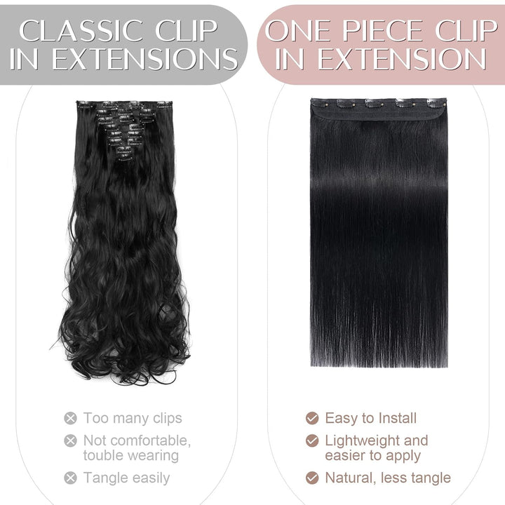SEGO Extensions Echthaar Clip 1 Tresse Haarverlängerungen Remy 7A ein Teilig Set 5 Klips Haarteil 10