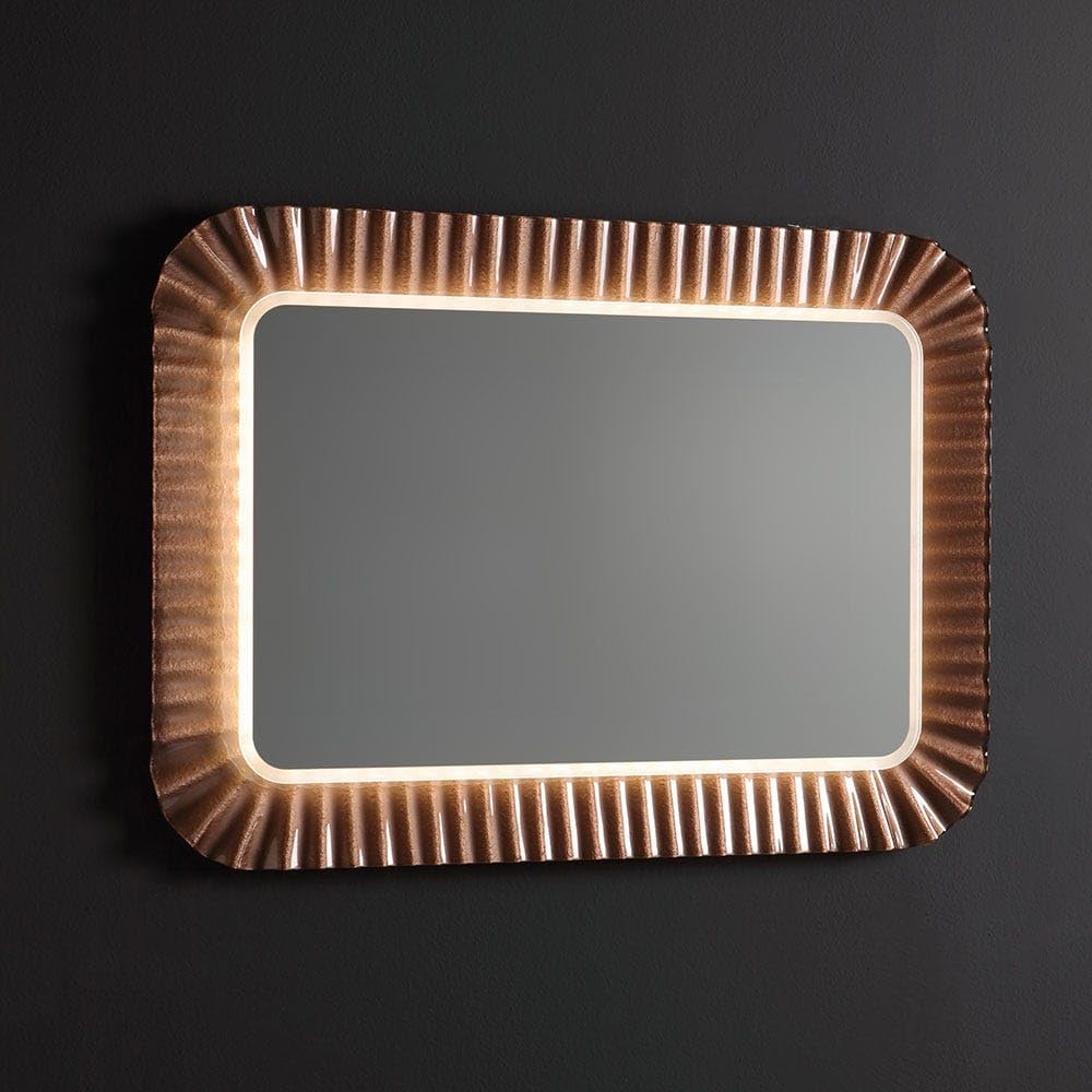 KIAMAMI VALENTINA LED Spiegel MIT Rahmen AUS GEWELLTEM Glas Bronze 94X68
